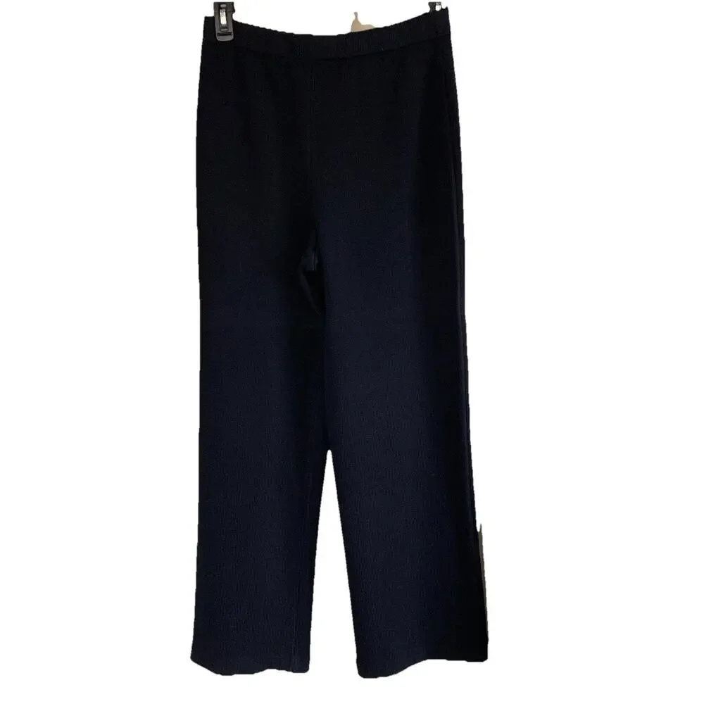 St. John Collection Santana Knit Flat Front Pants SP 07 GRP 1 Black Size 10 - Picture 2 of 12